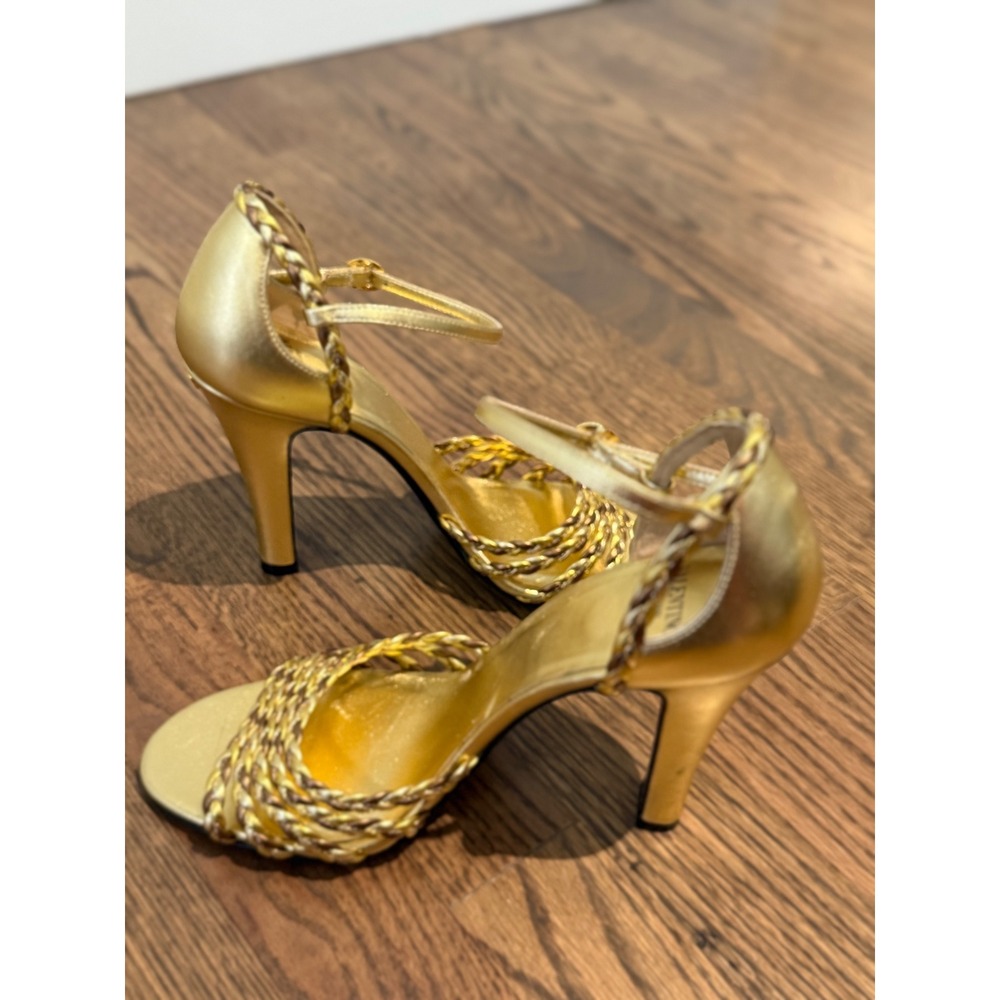Valentino Garavani Gold‎ Braided Strappy Heels Sandals Women Size